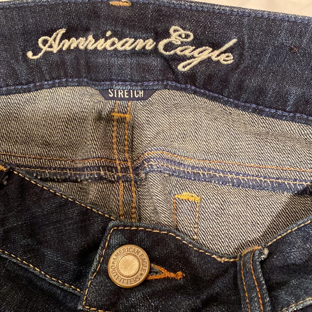 American Eagle Dark Denim Jean Shorts Stretch Y2K - Picture 4 of 4